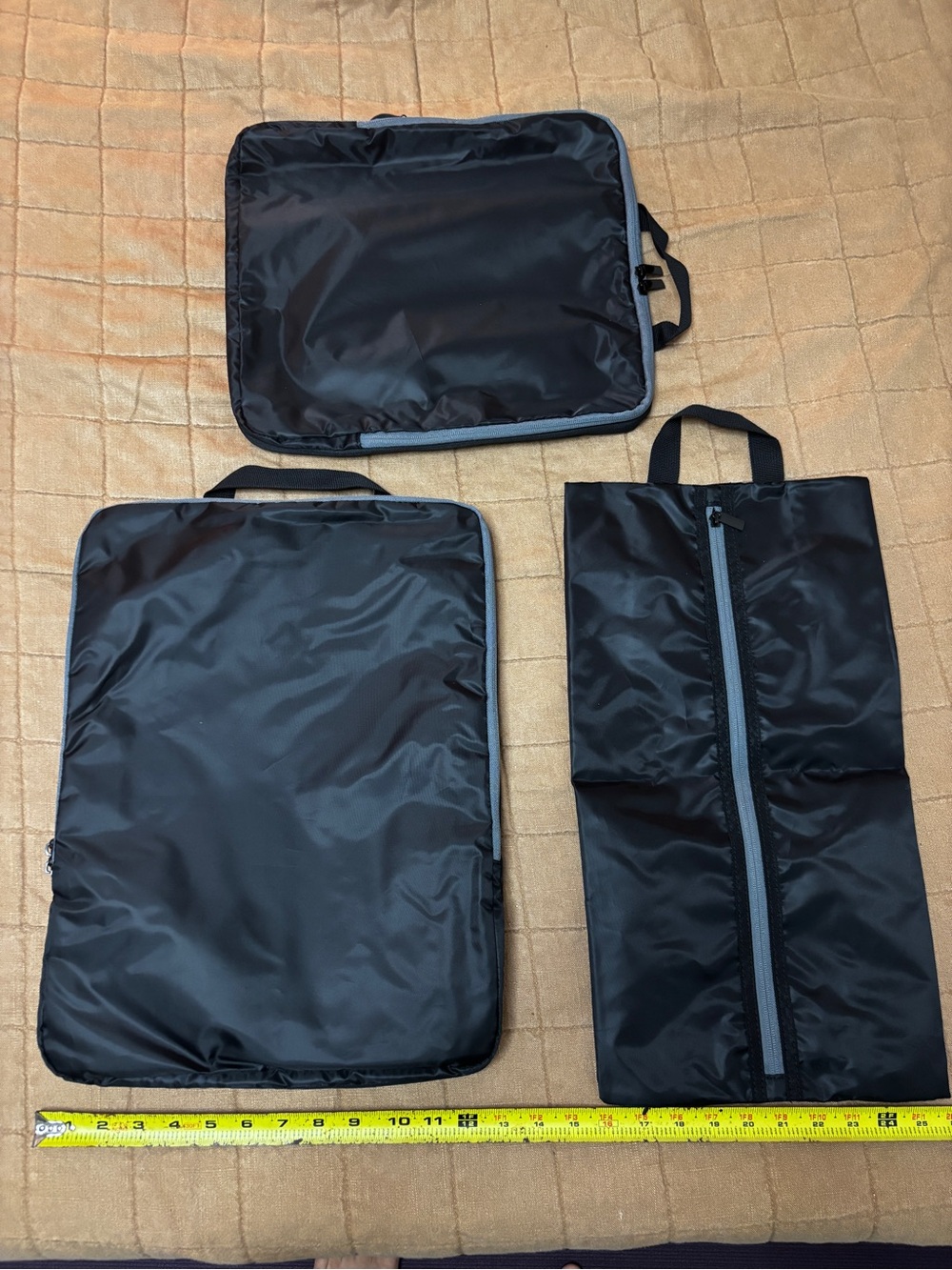 Black Travel Packing Compression Cube Set - Lightweight Organizer with Shoe Bag